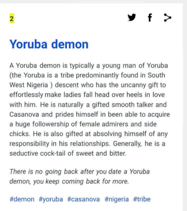See The Funny Way A Dictionary Defined 'Yoruba Demon' | DeeDee's Blog